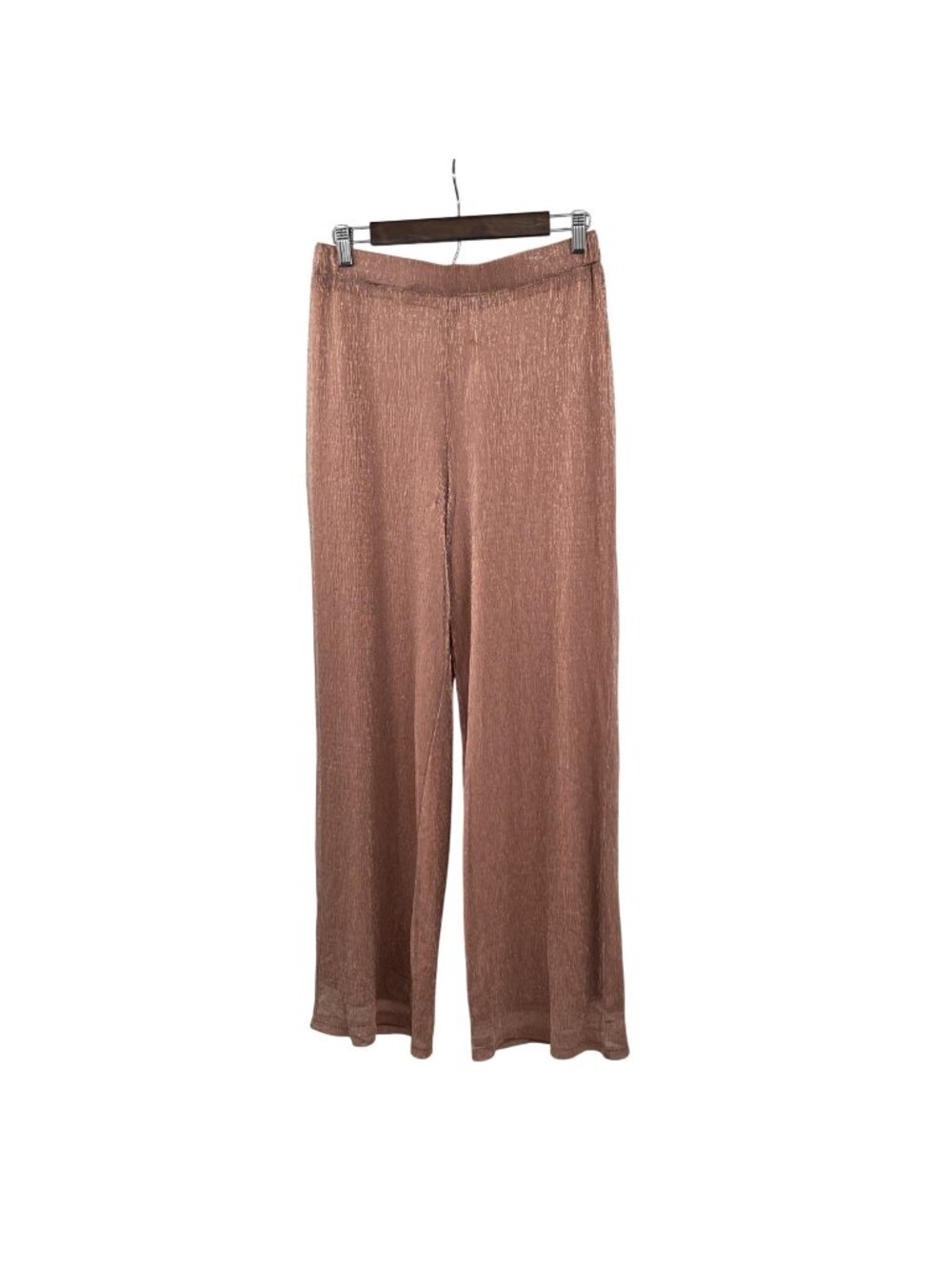 Skies Are Blue Women's Wide Leg Metallic Pants Mauve/Rose Gold Medium